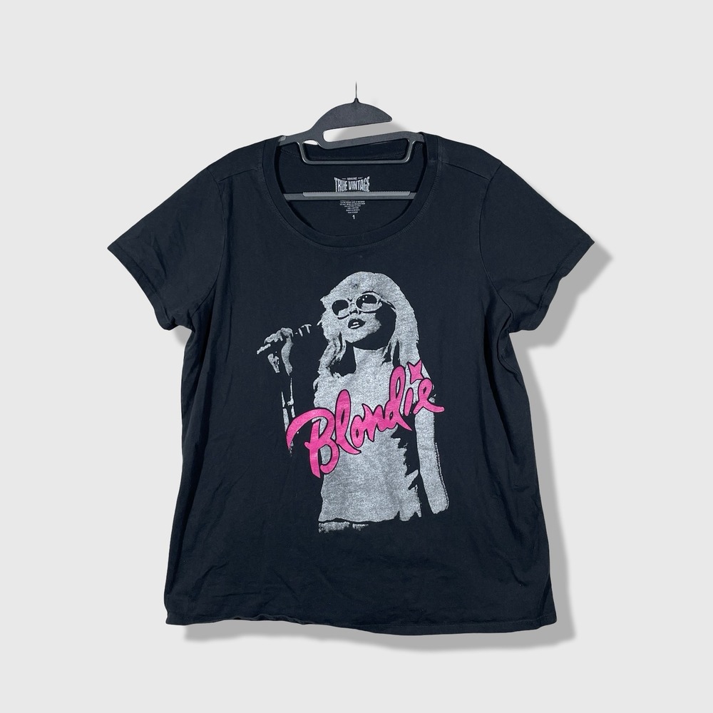 True Vintage Blondie Graphic T-Shirt Womens 1X Black Rock Punk Band Tee Retro